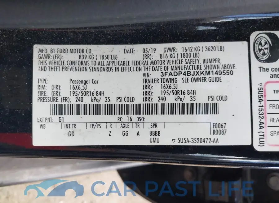 3FADP4BJXKM149550# 9