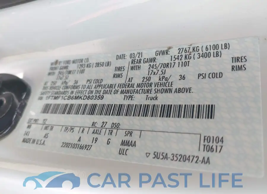 1FTMF1CB6MKD80359# 9