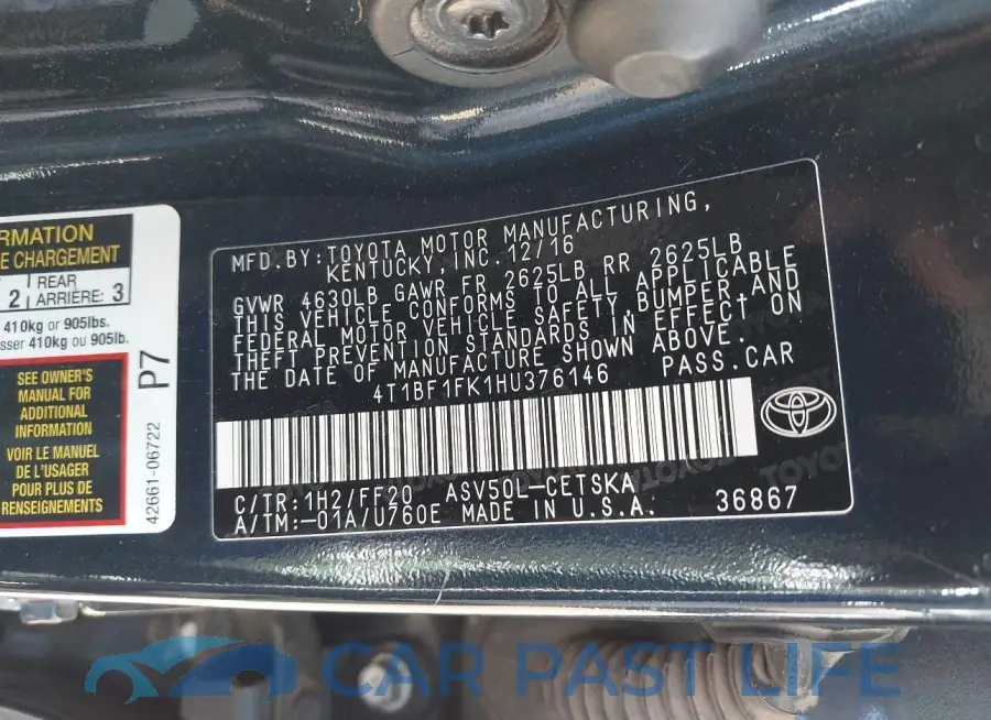 4T1BF1FK1HU376146# 9
