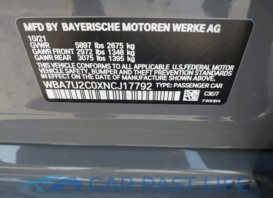 WBA7U2C0XNCJ17792# 9