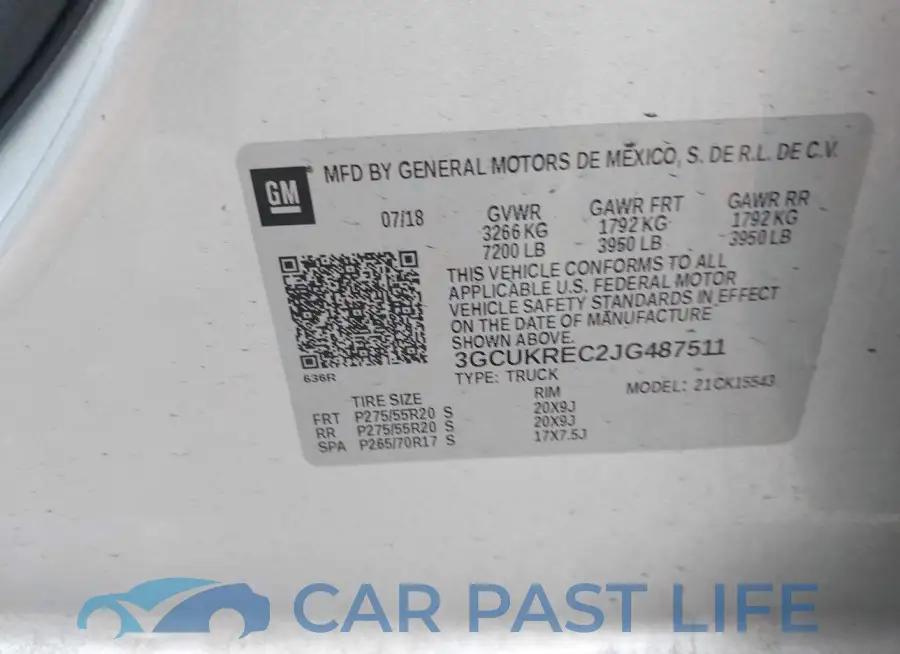 3GCUKREC2JG487511# 9