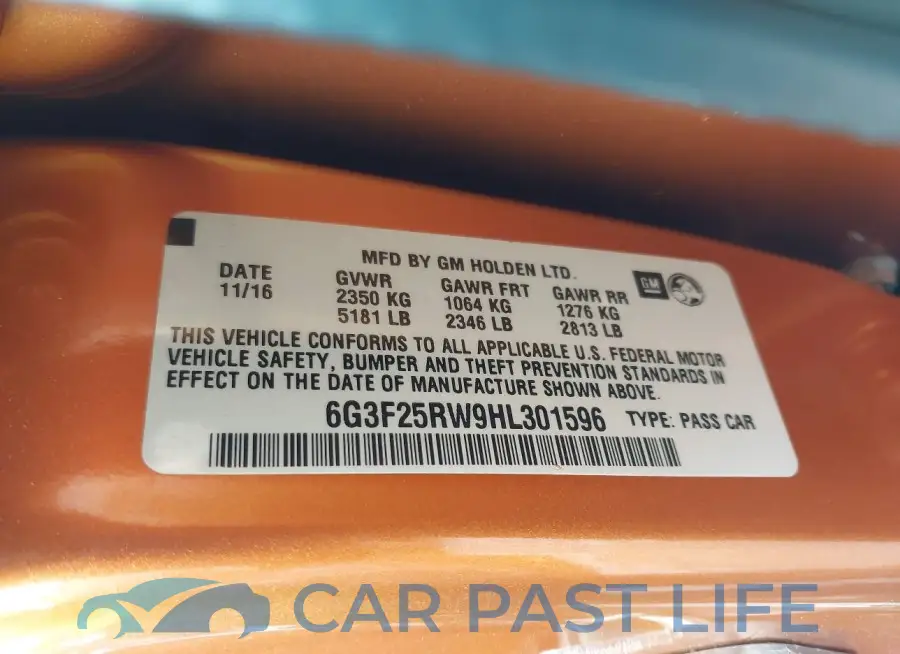 6G3F25RW9HL301596# 9