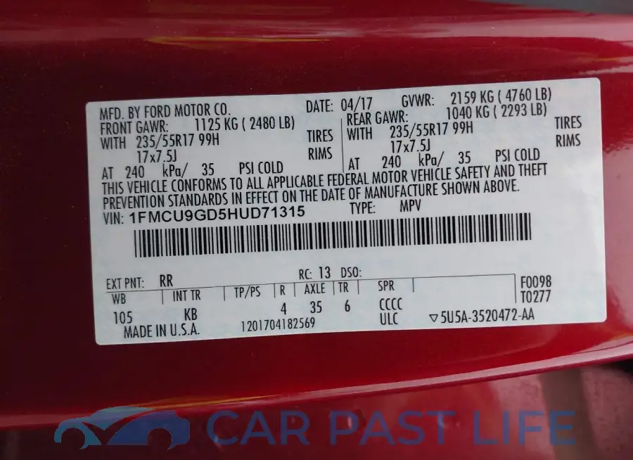 1FMCU9GD5HUD71315# 9