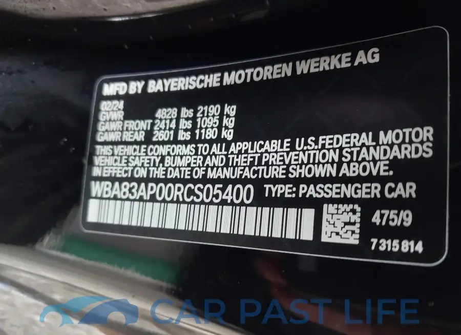 WBA83AP00RCS05400# 9