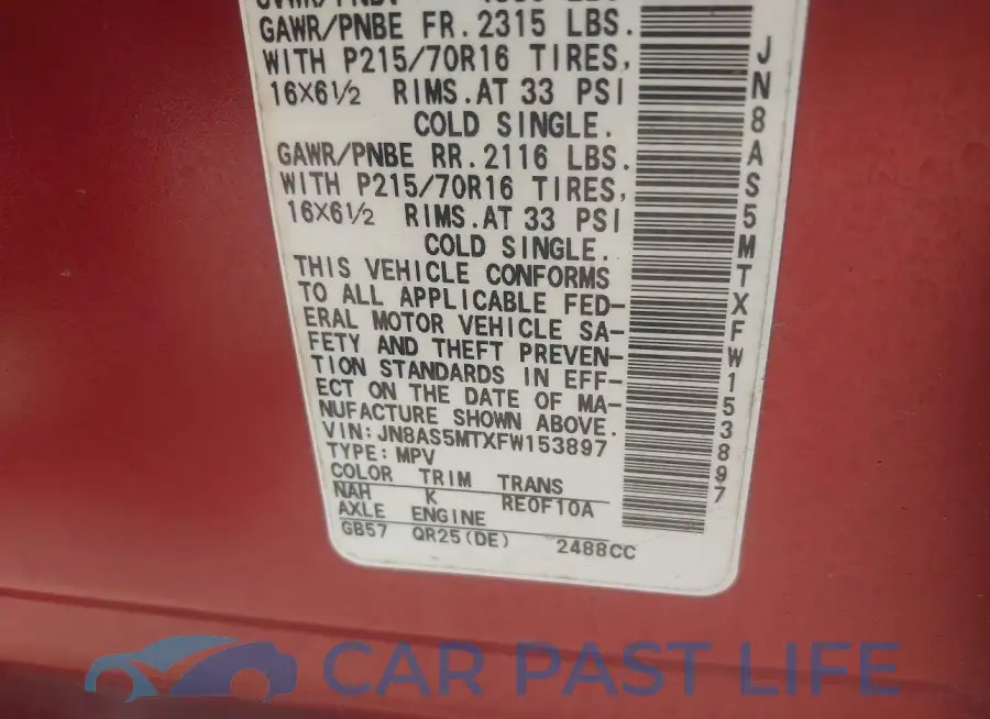 JN8AS5MTXFW153897# 9