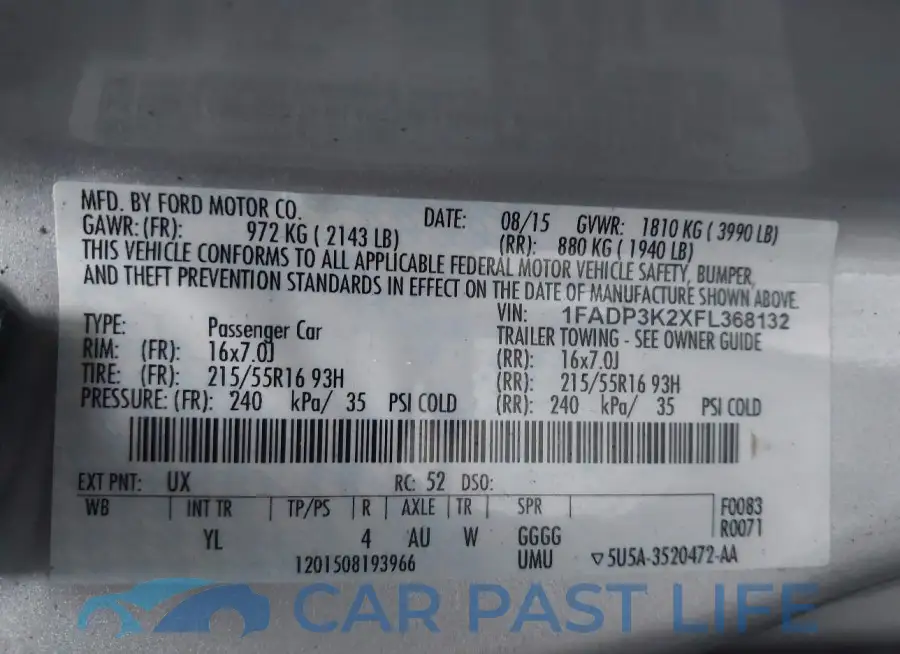 1FADP3K2XFL368132# 9