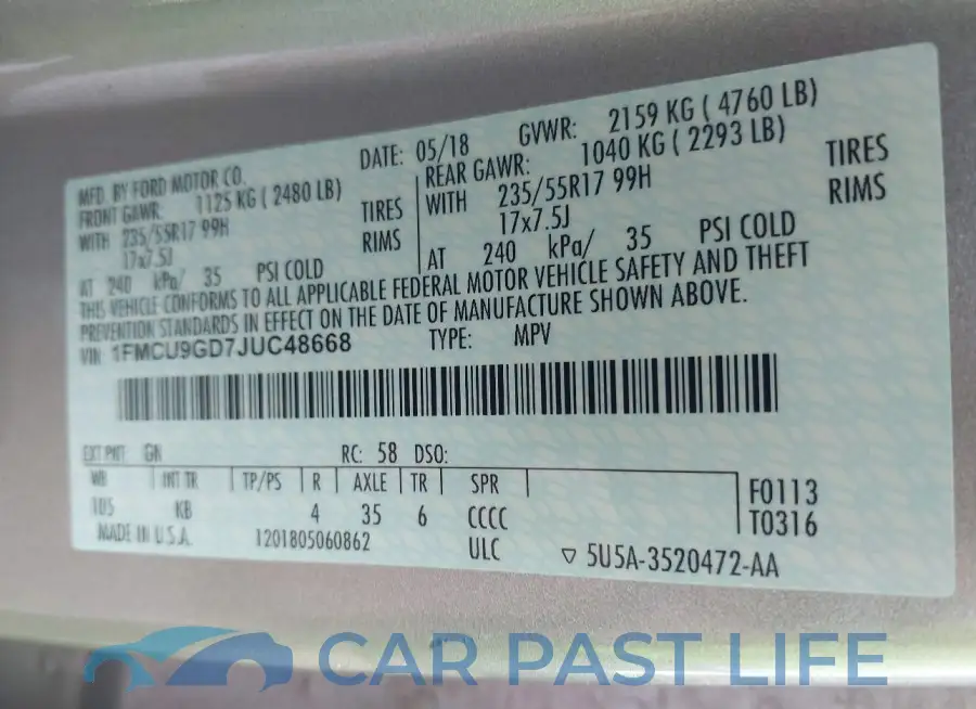 1FMCU9GD7JUC48668# 9