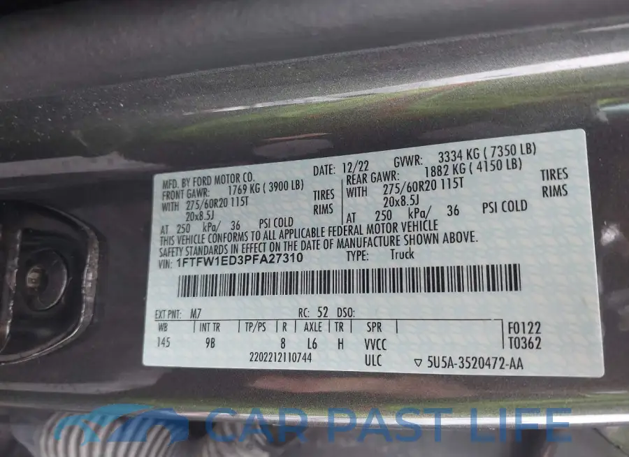1FTFW1ED3PFA27310# 9