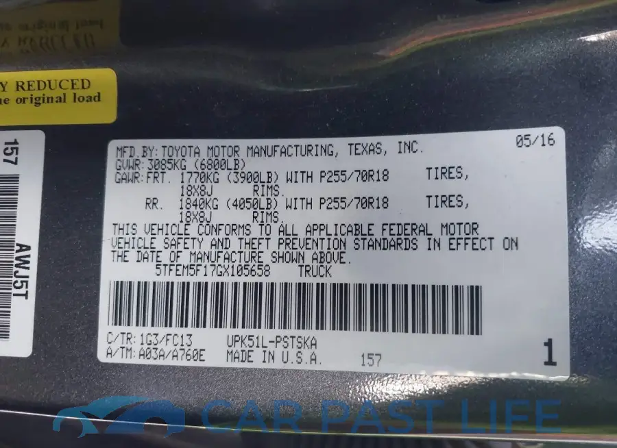 5TFEM5F17GX105658# 9