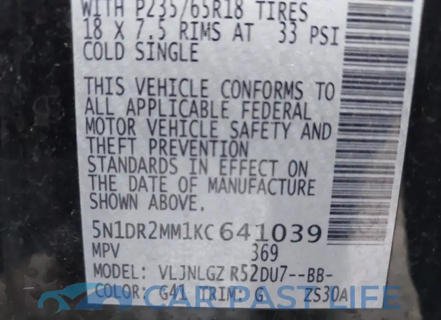 5N1DR2MM1KC641039# 9