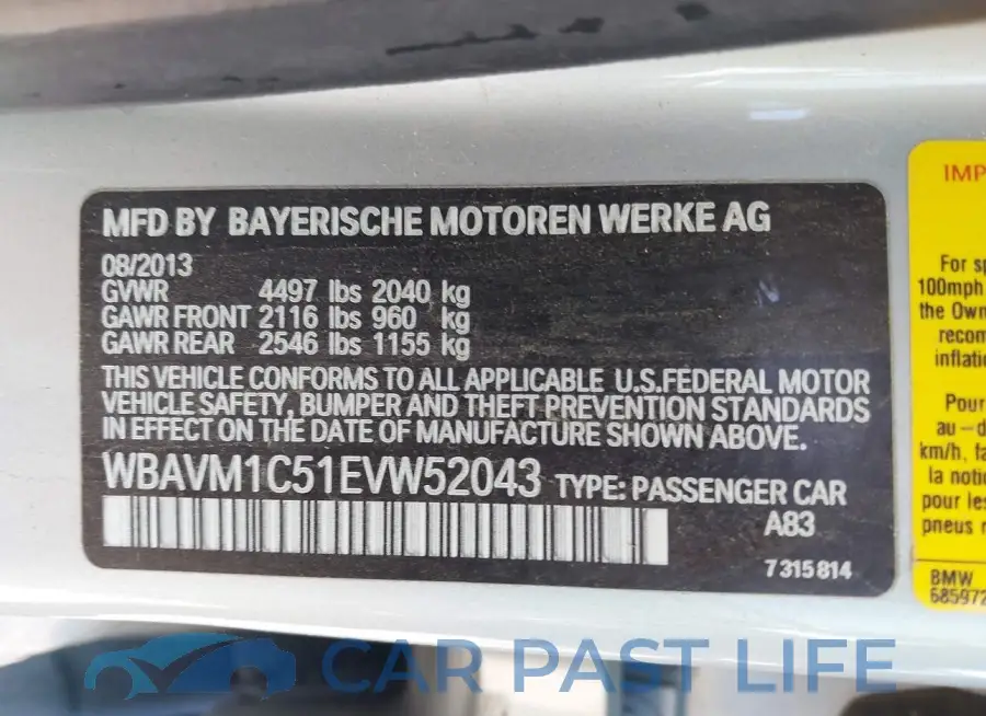 WBAVM1C51EVW52043# 9