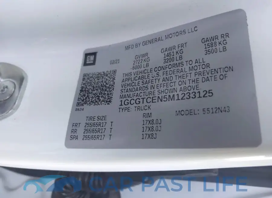 1GCGTCEN5M1233125# 9