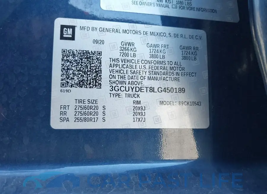 3GCUYDET8LG450189# 9