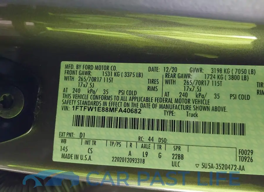 1FTFW1E88MFA40682# 9