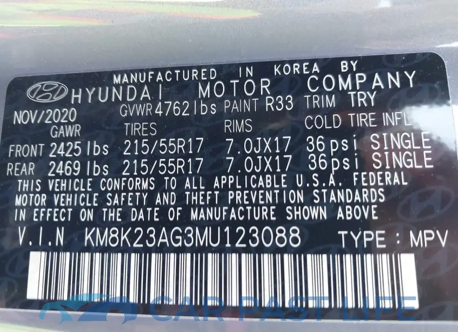 KM8K23AG3MU123088# 9
