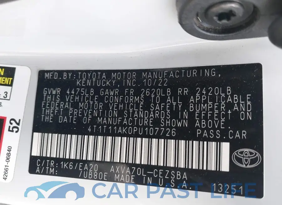 4T1T11AK0PU107726# 9