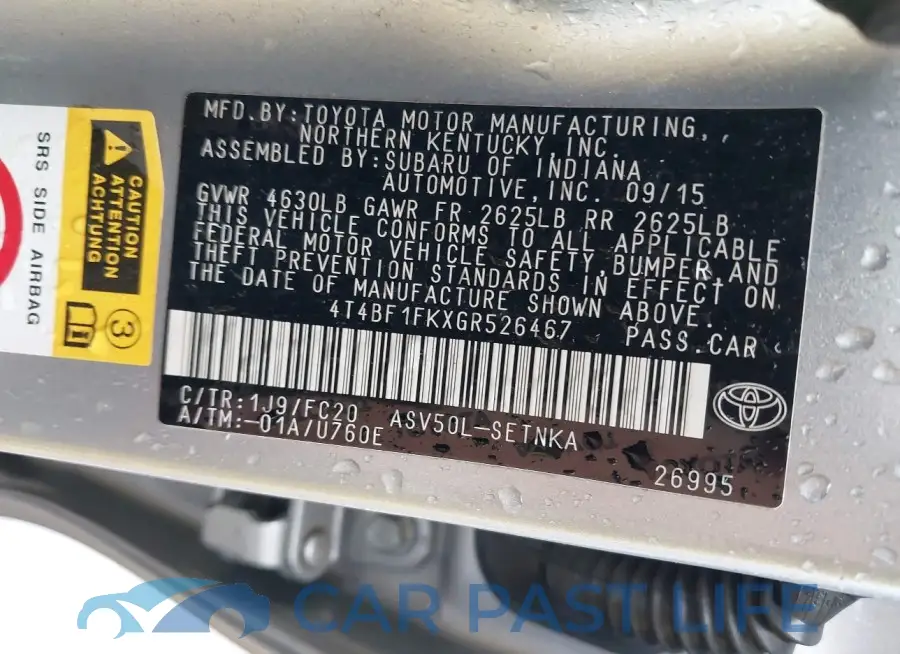 4T4BF1FKXGR526467# 9