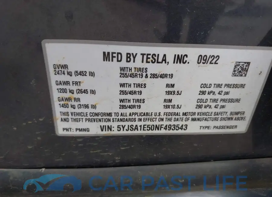 5YJSA1E50NF493543# 9