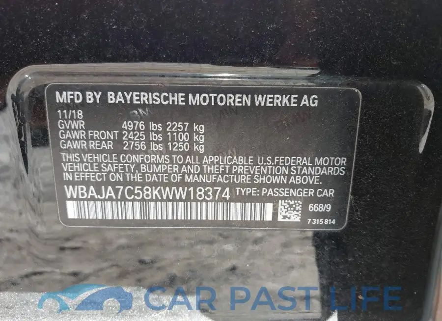 WBAJA7C58KWW18374# 9