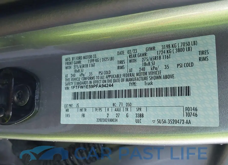 1FTFW1E59PFA94244# 9