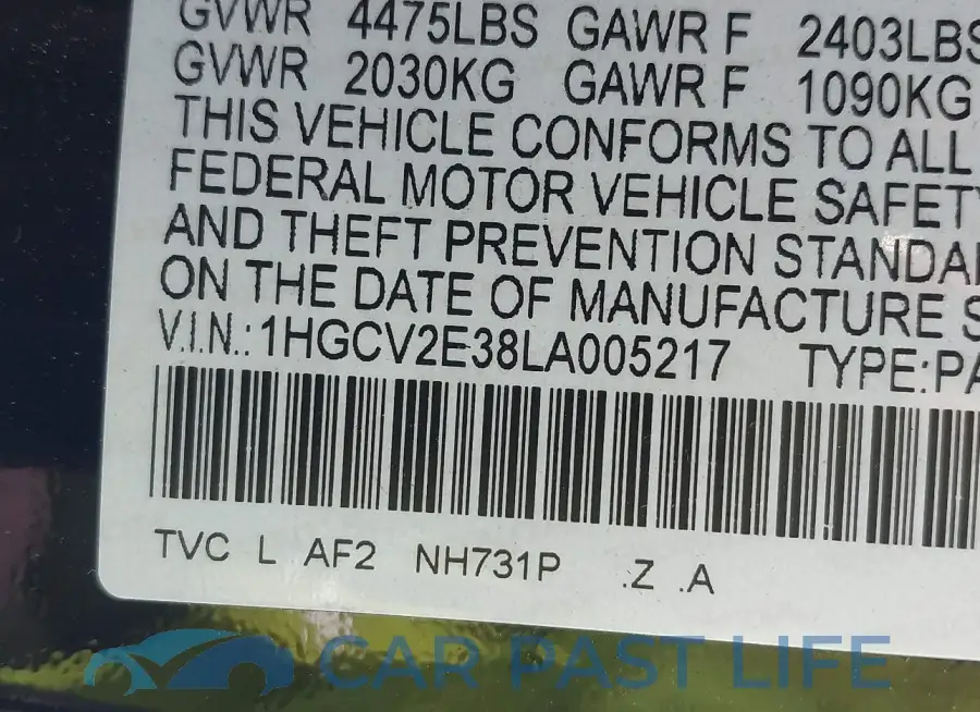 1HGCV2E38LA005217# 9