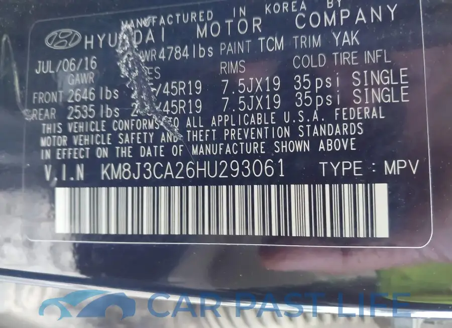 KM8J3CA26HU293061# 9