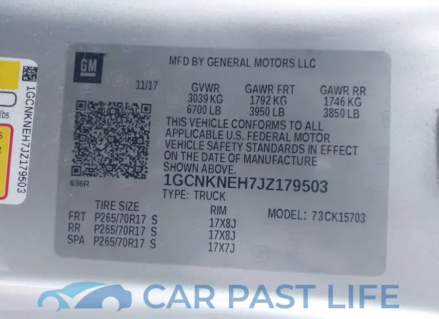 1GCNKNEH7JZ179503# 9
