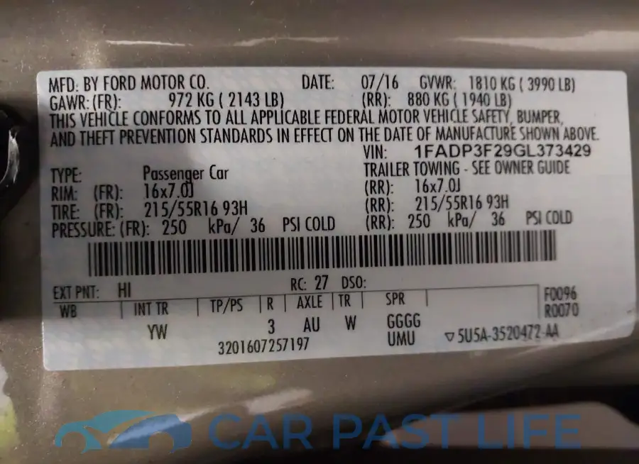 1FADP3F29GL373429# 9