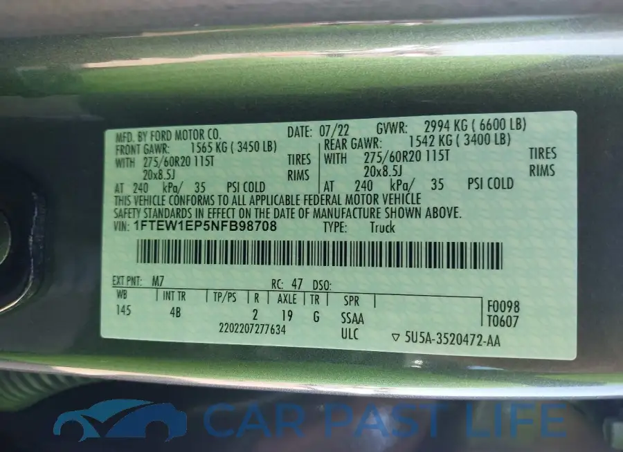 1FTEW1EP5NFB98708# 8