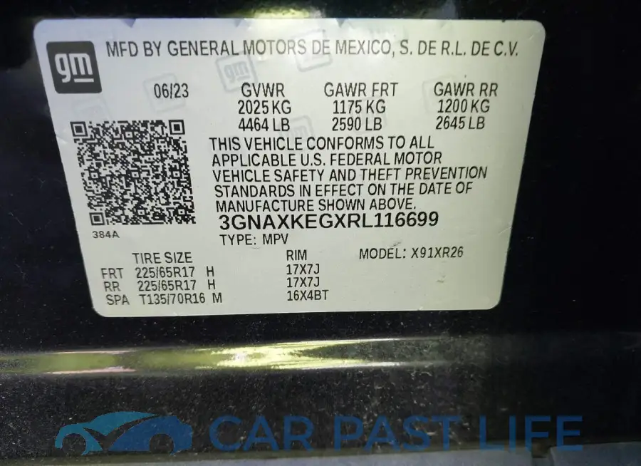 3GNAXKEGXRL116699# 9