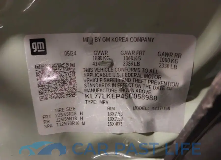 KL77LKEP4SC058988# 9
