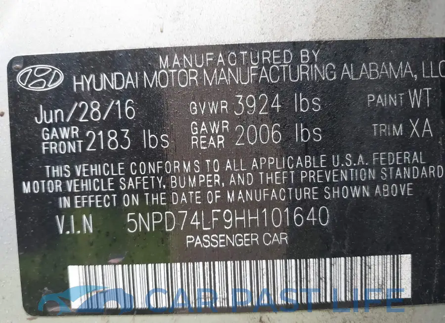 5NPD74LF9HH101640# 9