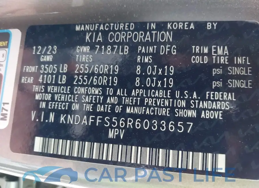 KNDAFFS56R6033657# 9