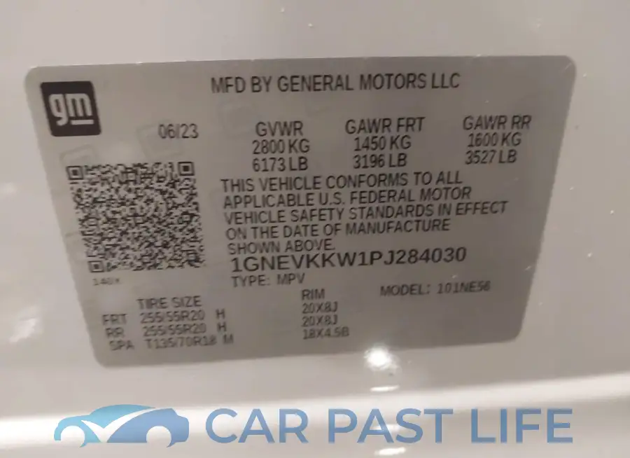 1GNEVKKW1PJ284030# 9