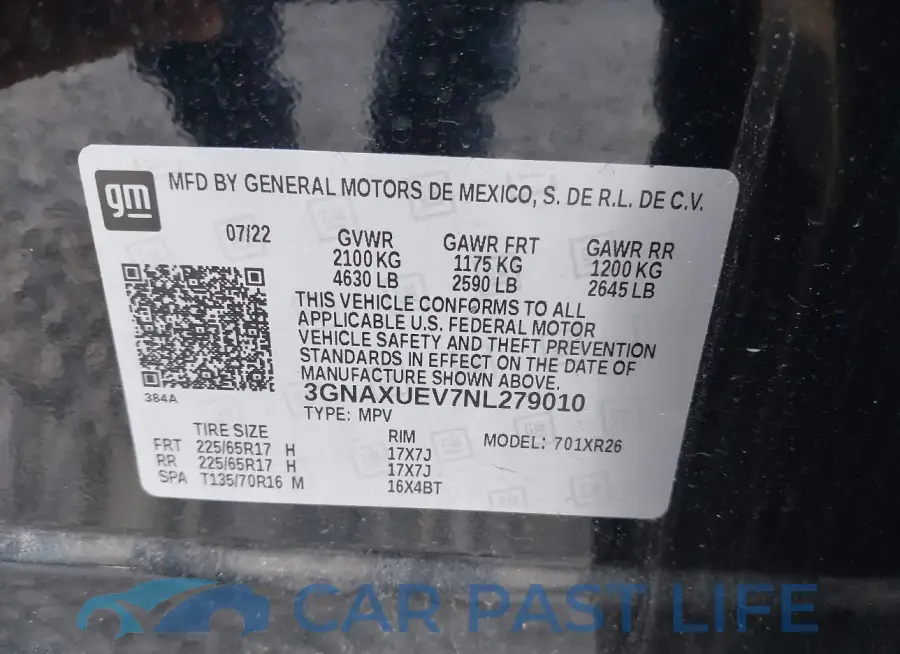3GNAXUEV7NL279010# 9