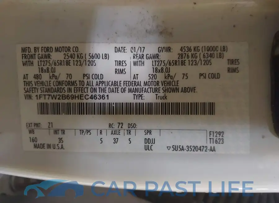 1FT7W2B69HEC46361# 9