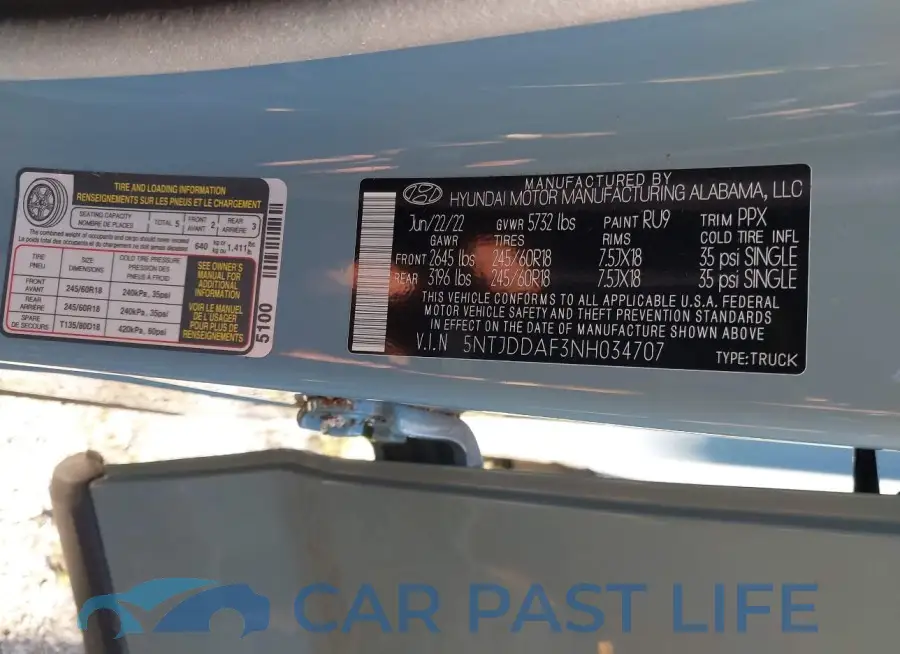 5NTJDDAF3NH034707# 9