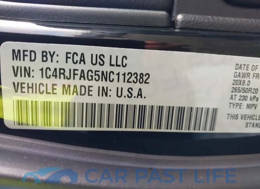 1C4RJFAG5NC112382# 9
