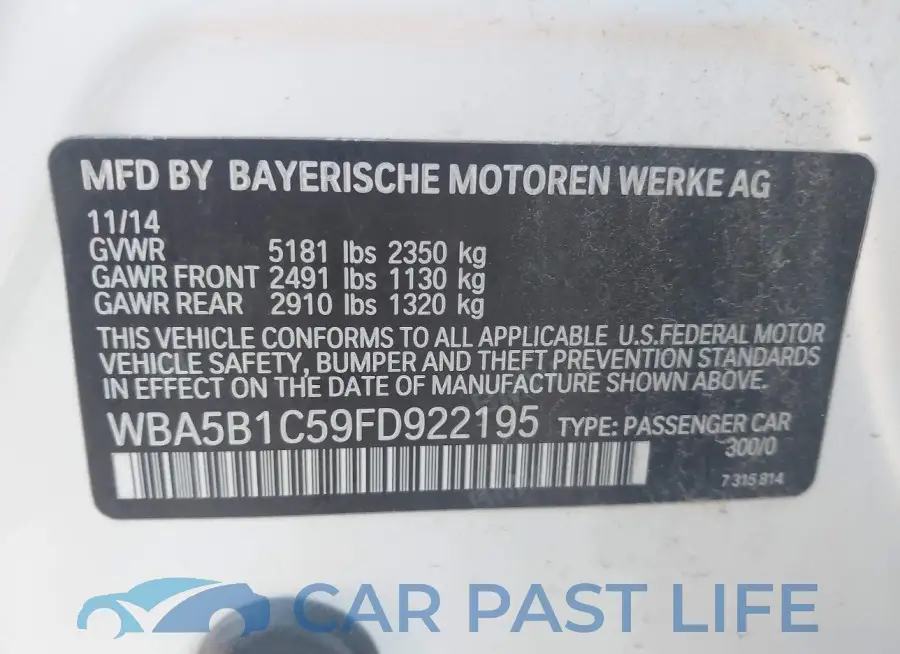 WBA5B1C59FD922195# 9