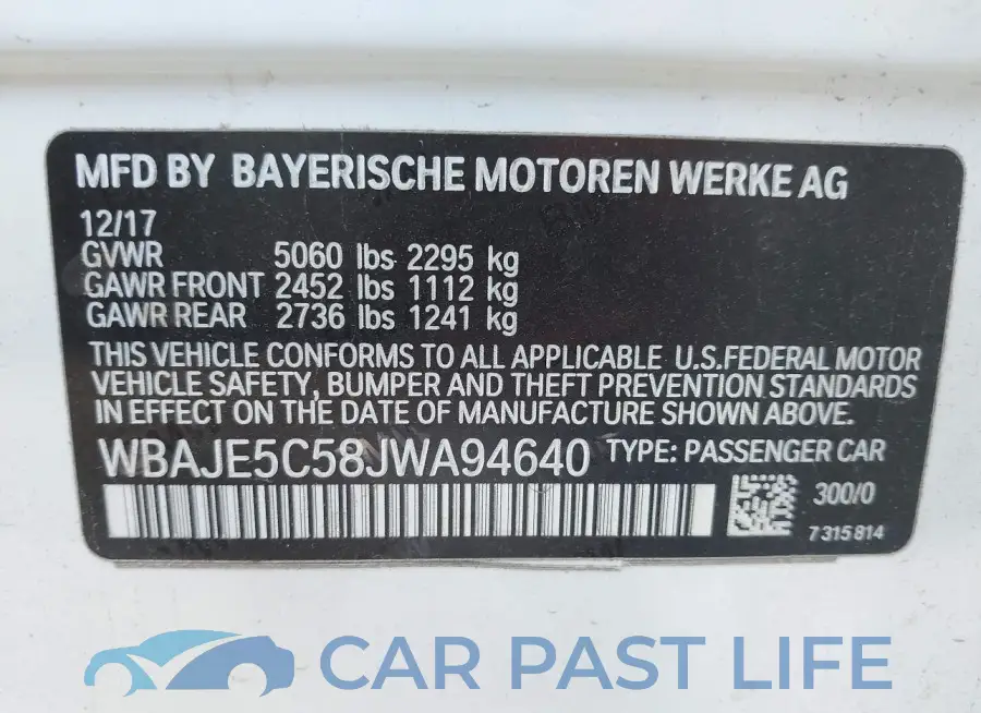 WBAJE5C58JWA94640# 9