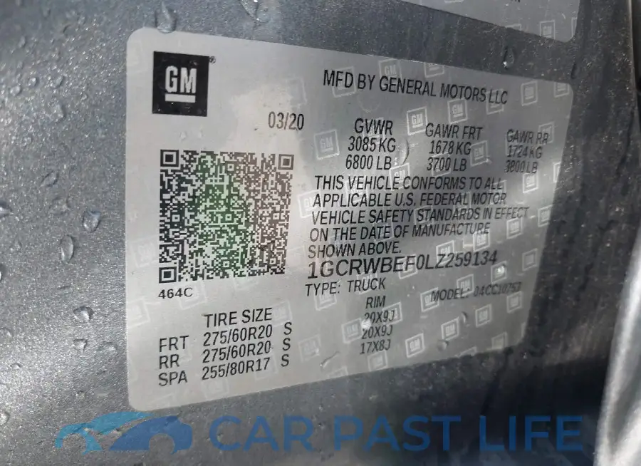 1GCRWBEF0LZ259134# 9