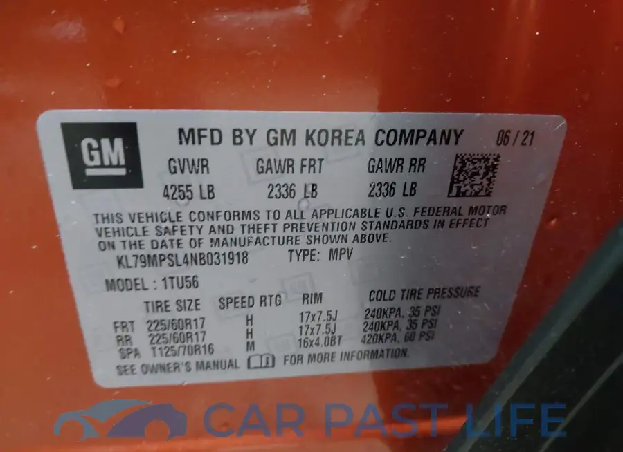KL79MPSL4NB031918# 9