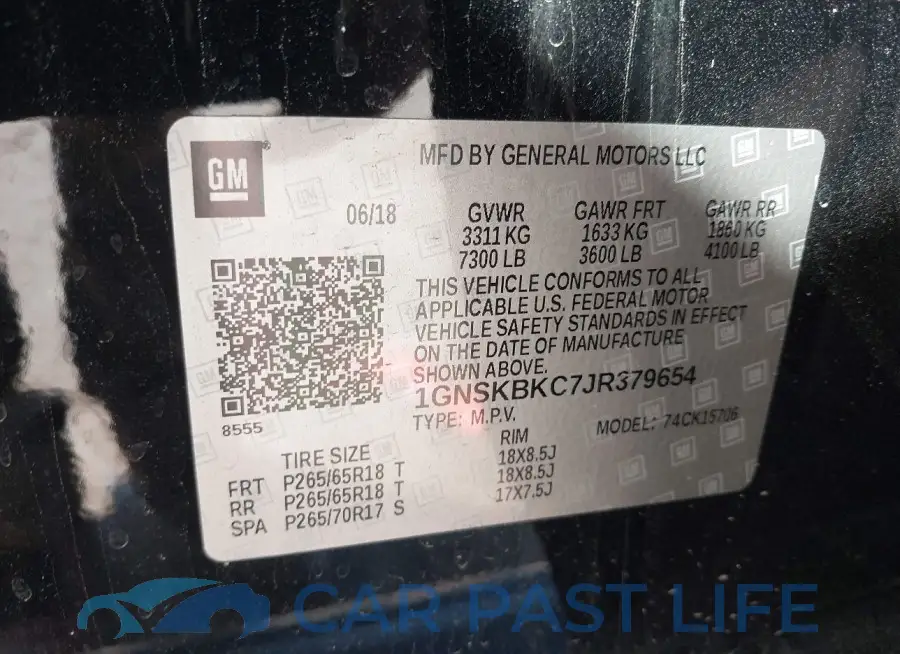 1GNSKBKC7JR379654# 9