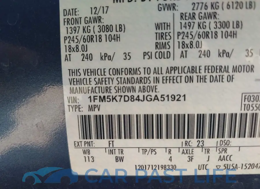 1FM5K7D84JGA51921# 9