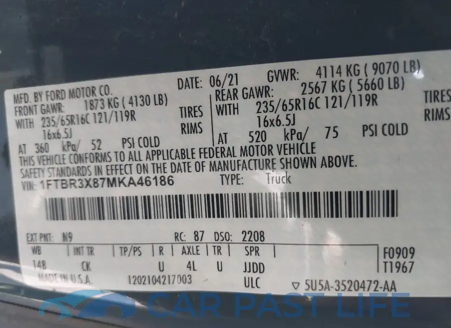 1FTBR3X87MKA46186# 9