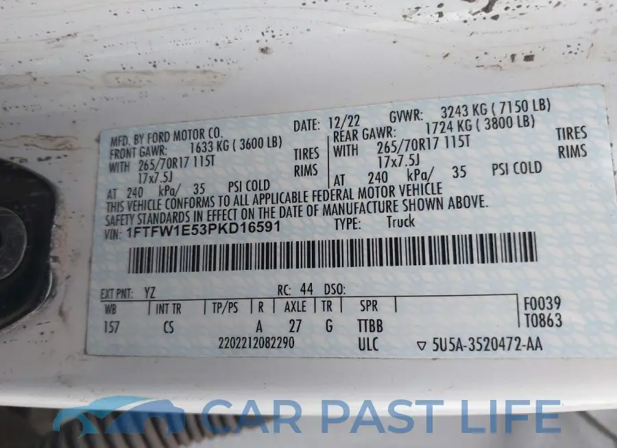 1FTFW1E53PKD16591# 9