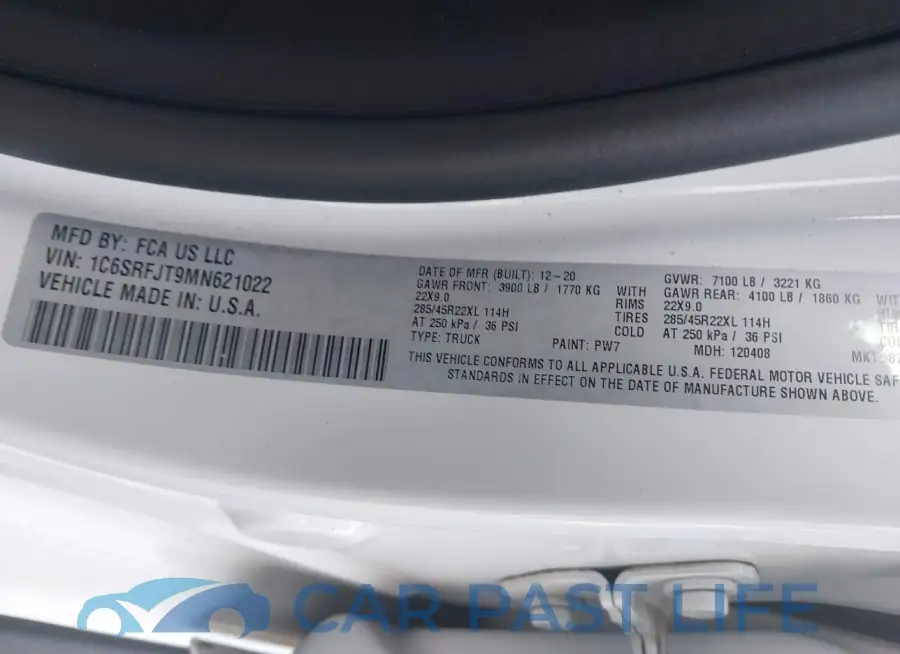 1C6SRFJT9MN621022# 9