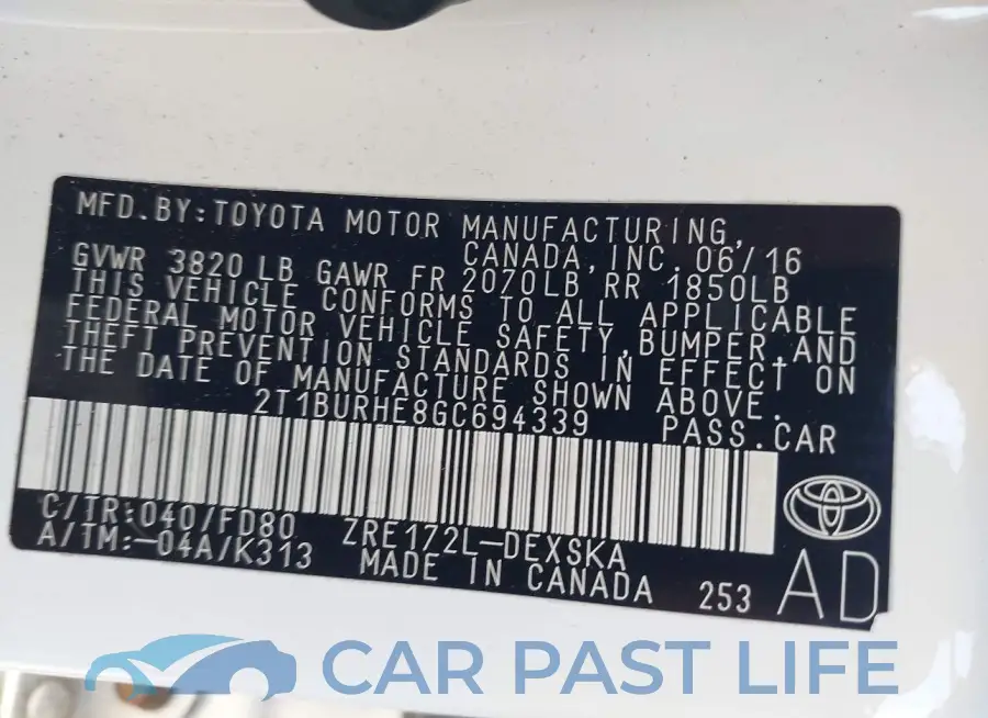 2T1BURHE8GC694339# 9