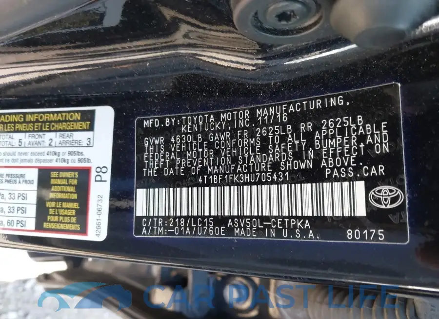 4T1BF1FK3HU705431# 9