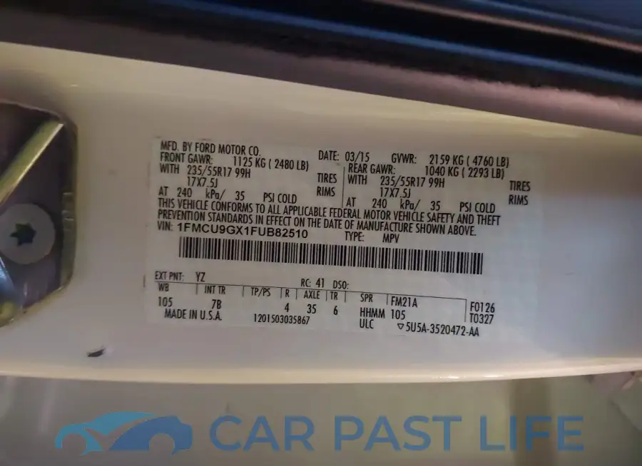 1FMCU9GX1FUB82510# 9